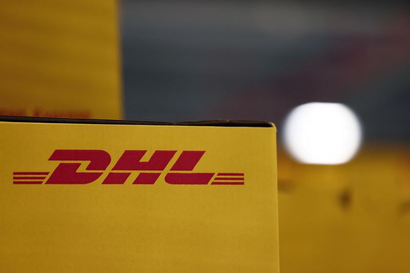 DHL delivery packages are seen inside the new DHL Express