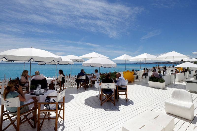 FILE PHOTO: Restaurants welcome customers onto terraces in Nice as