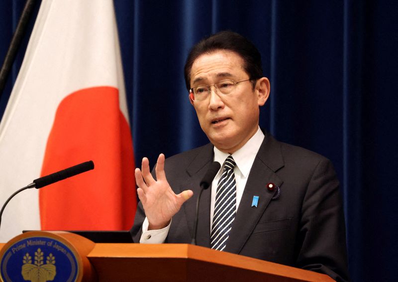 FILE PHOTO: Japanese Prime Minister Fumio Kishida speaks before the