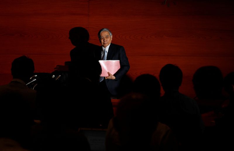 Bank of Japan (BOJ) Governor Haruhiko Kuroda leaves after a