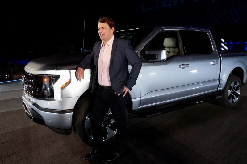 FILE PHOTO: Unveiling of the all-electric Ford F-150 Lightning pickup