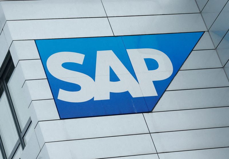 FILE PHOTO: SAP logo at SAP headquarters in Walldorf