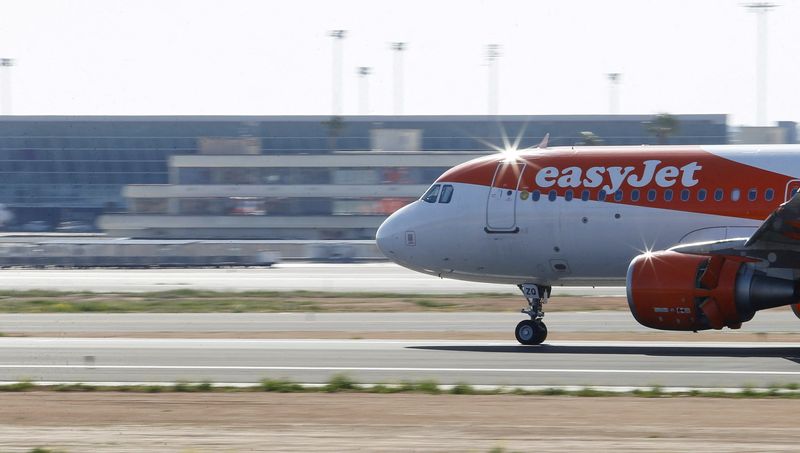 FILE PHOTO: EasyJet airliner lands at Son Sant Joan airport