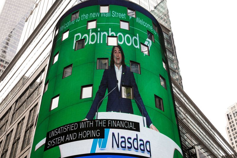 FILE PHOTO: Robinhood Markets Inc’s IPO on the Nasdaq