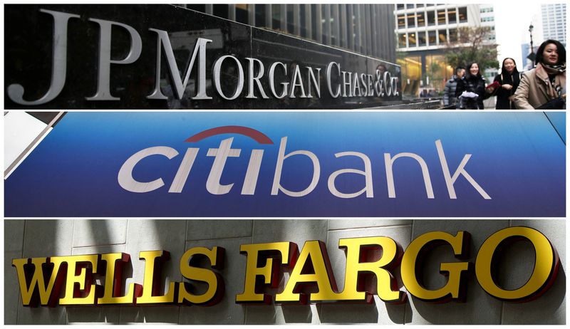 FILE PHOTOS: A combination photo of signs of JP Morgan