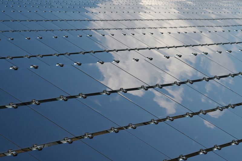 Solar panels are seen at the Desert Stateline project near