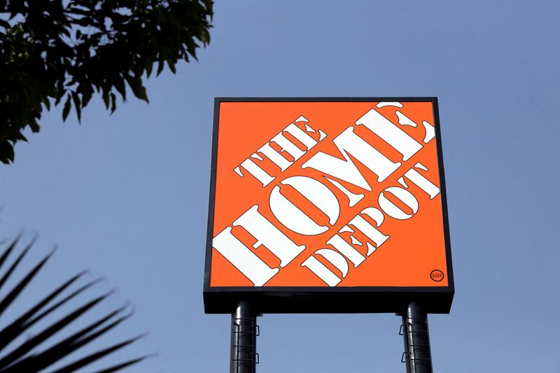 The logo of U.S. home improvement chain Home Depot is