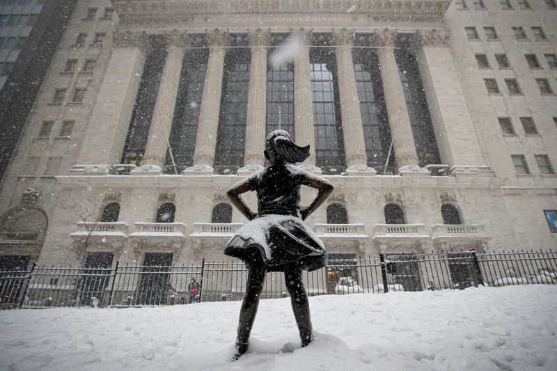 FILE PHOTO: The “Fearless Girl” sculpture is seen outside NYSE