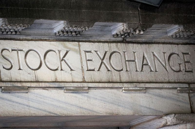 FILE PHOTO: Stock Exchange is seen over an entrance to