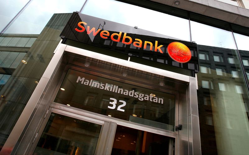 FILE PHOTO: View of Swedbank branch located in downtown Stockholm