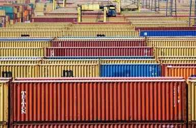 FILE PHOTO: Containers are parked in the port of Antwerp