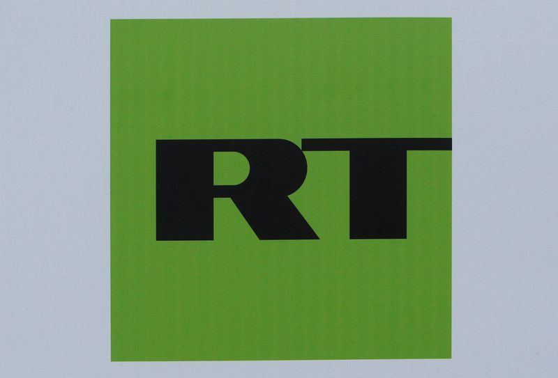 FILE PHOTO: The logo of Russian television network RT is