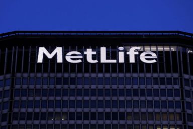 FILE PHOTO: Signage is seen on the MetLife Inc building
