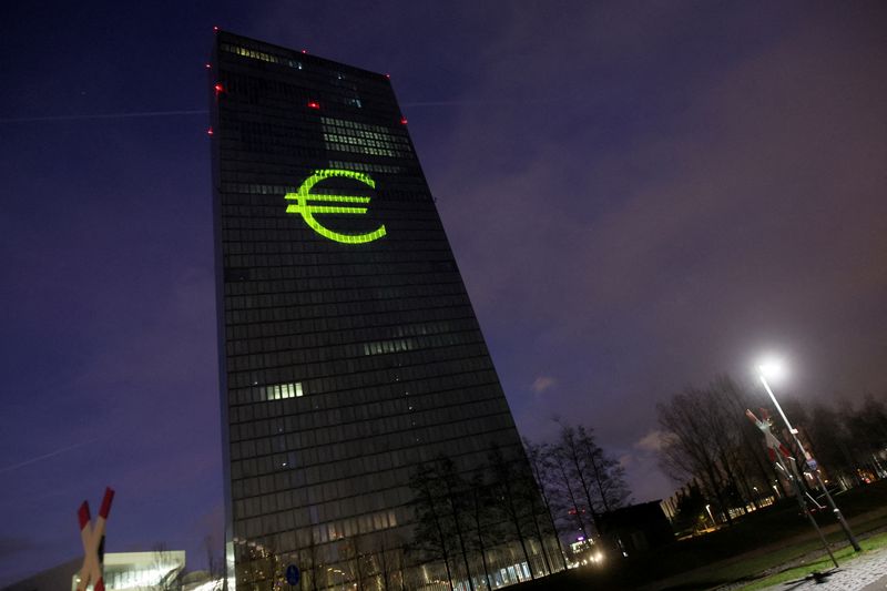 FILE PHOTO: Preview of the illumination at ECB headquarters for