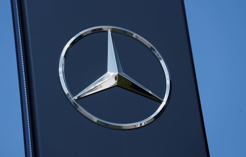 A Mercedes Benz logo is pictured at a Mercedes Benz