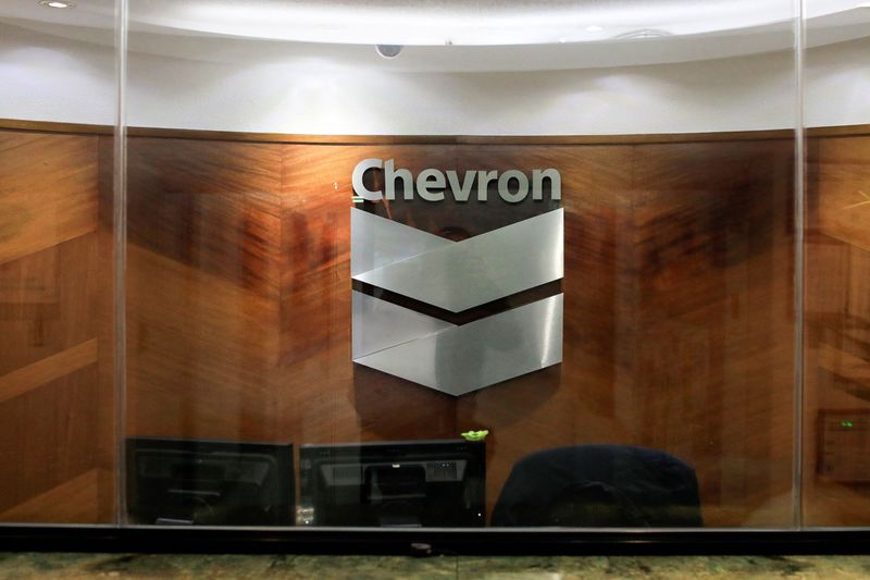 FILE PHOTO: The logo of Chevron is seen at the