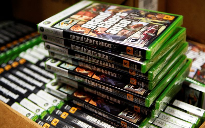 FILE PHOTO: Stacks of the video game “Grand Theft Auto