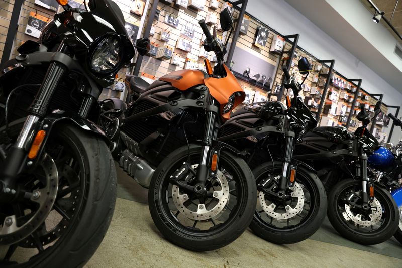 FILE PHOTO – Electric motorcycles by Harley-Davidson and LiveWire are