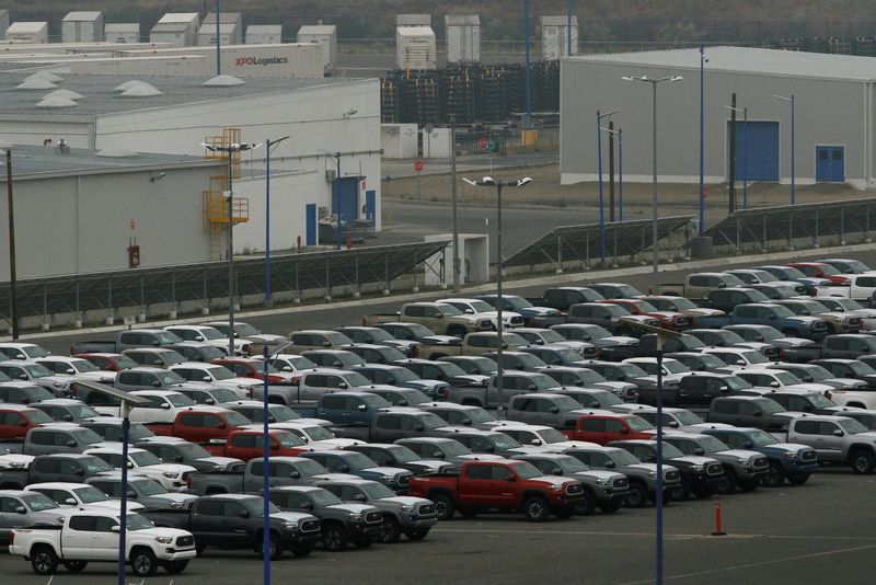 FILE PHOTO: Newly assembled vehicles are parked at the Toyota