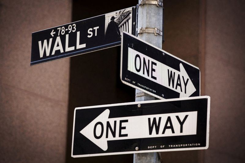 FILE PHOTO: A ‘Wall St’ sign is seen above two