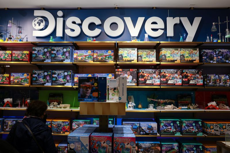FILE PHOTO: The Discovery, Inc. logo is seen on a