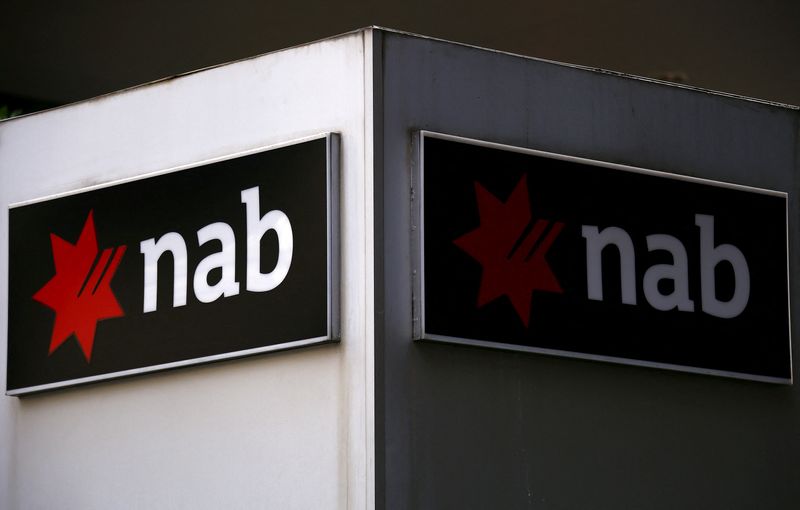 FILE PHOTO: A National Australia Bank (NAB) sign is displayed