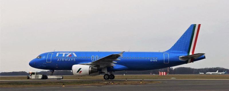 FILE PHOTO: The new blue livery of the ITA’s planes