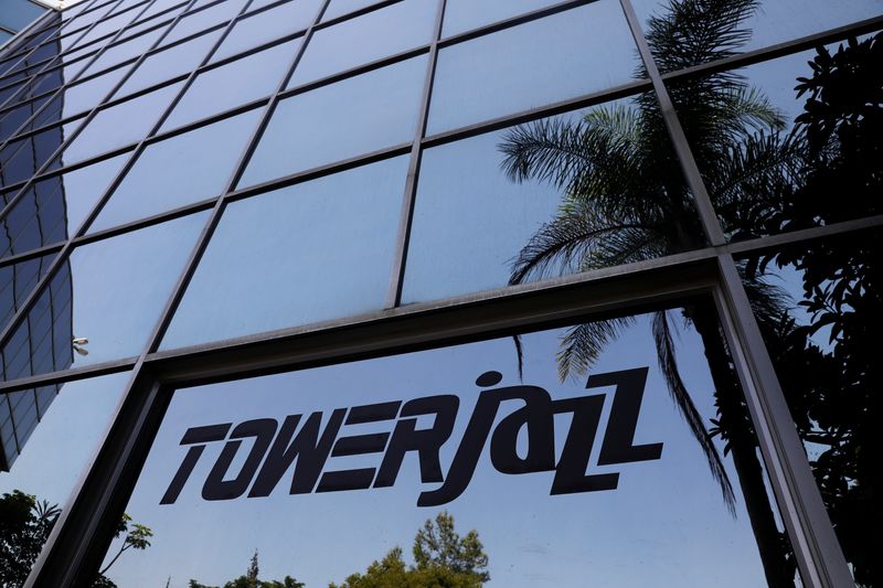 The logo of Israeli chipmaker TowerJazz is seen at their