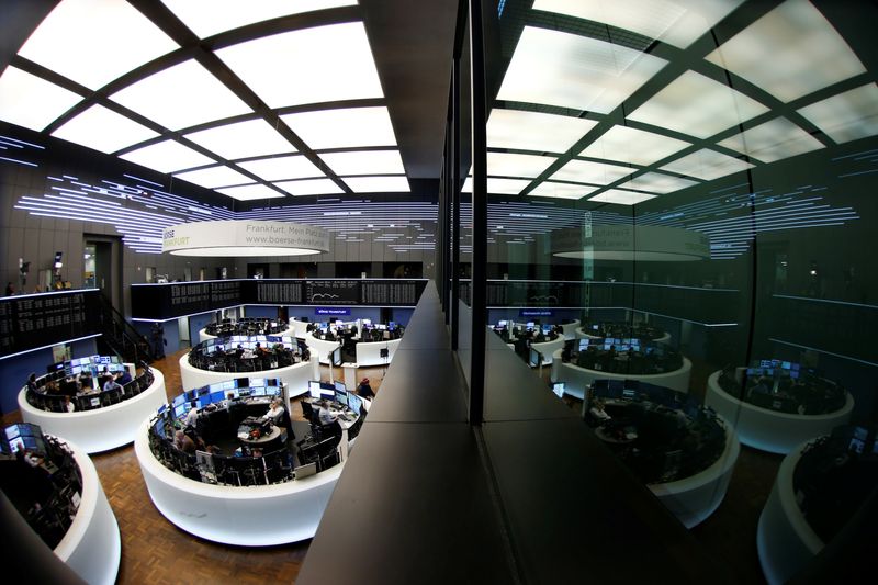 Traders work at Frankfurt’s stock exchange in Frankfurt