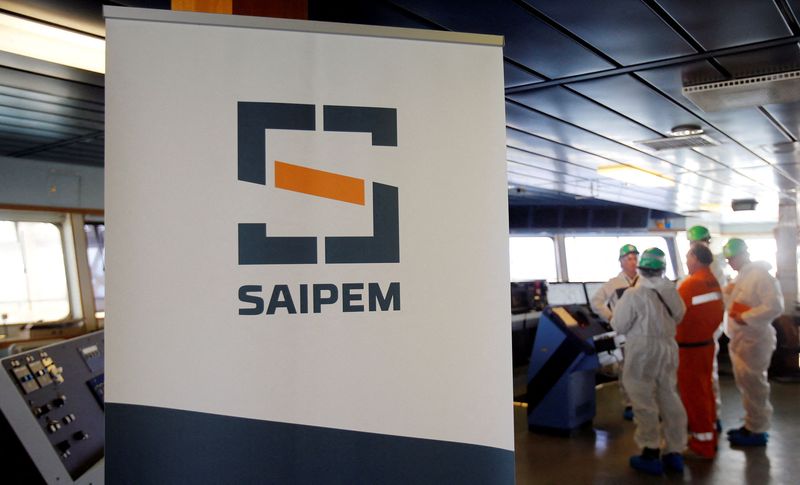 FILE PHOTO: A Saipem logo in seen on the bridge