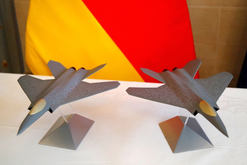 FILE PHOTO: Scale models of the Franco-German-Spanish Future Combat Air