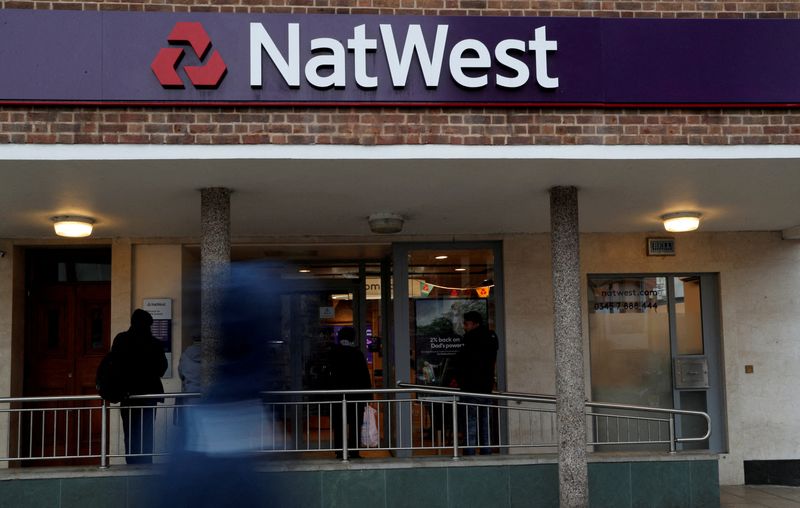 FILE PHOTO: The logo of NatWest Bank is seen outside