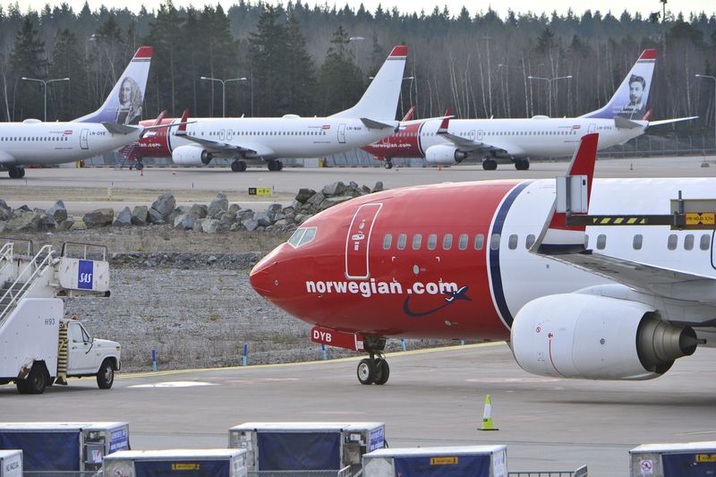 FILE PHOTO: Aircraft belonging to budget carrier Norwegian at Stockholm
