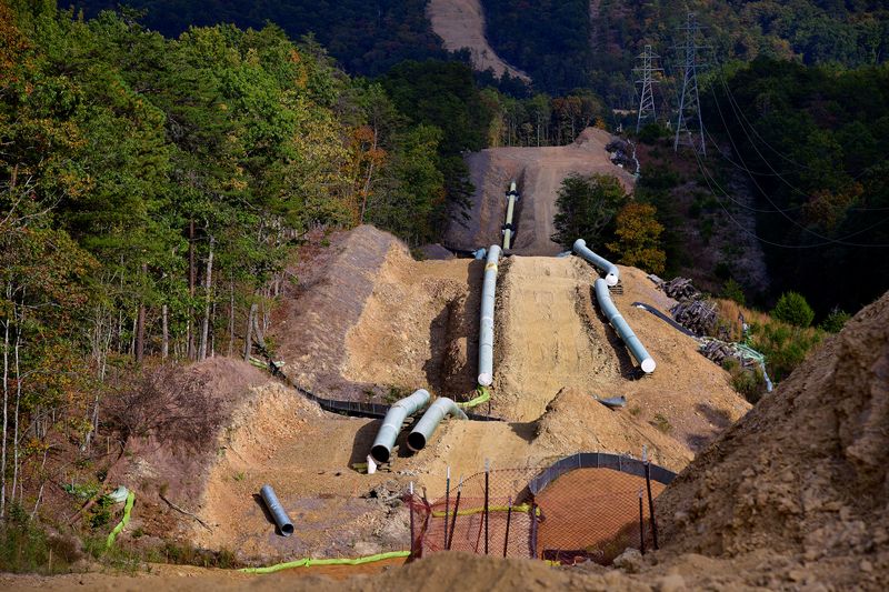 FILE PHOTO: Lengths of pipe wait to be laid in