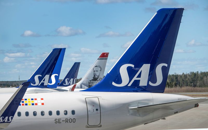 FILE PHOTO: Scandinavian Airlines (SAS) planes are pictured at the