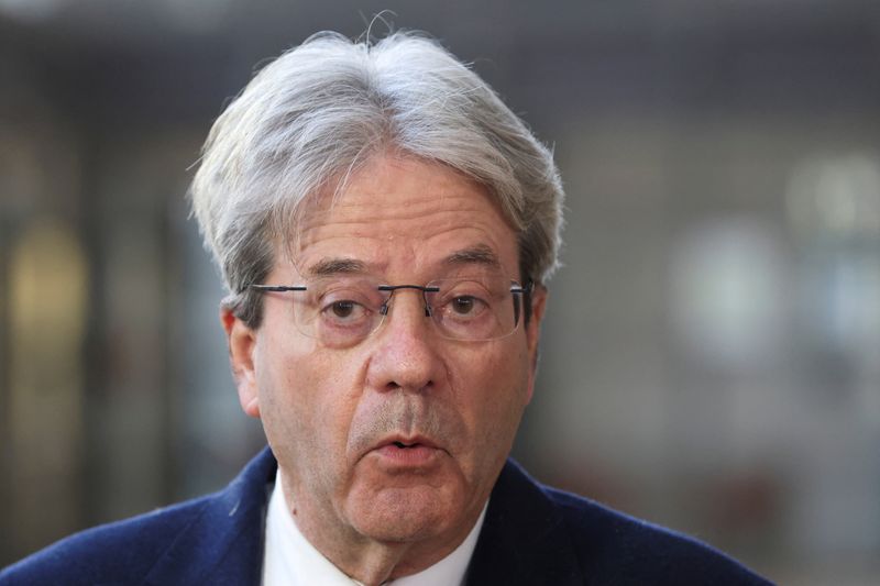 FILE PHOTO: European Commissioner for Economy Paolo Gentiloni speaks at