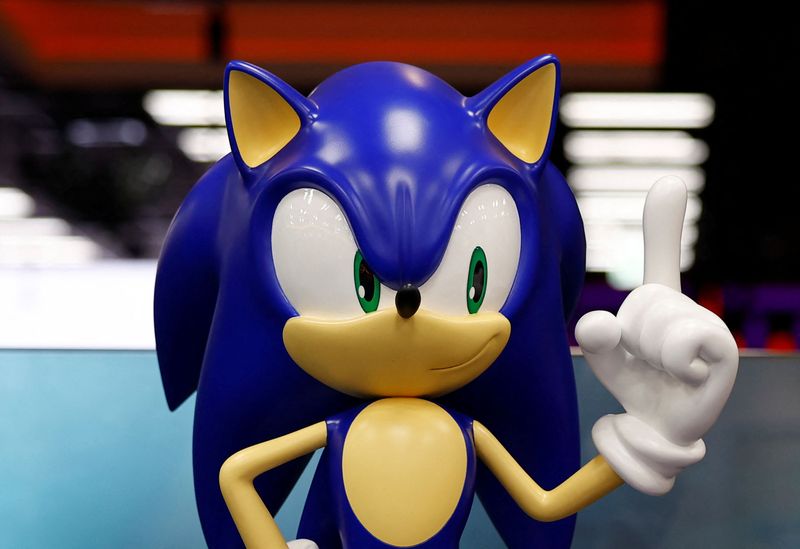 A model of Sega character ‘Sonic the Hedgeho’g is pictured
