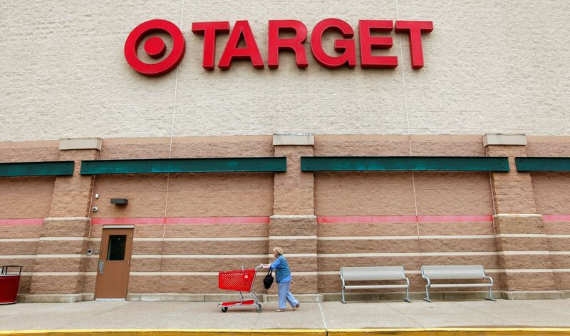 FILE PHOTO: A Target shopper pushes her card outside a