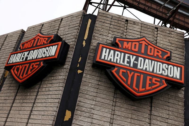 FILE PHOTO: The logo of Harley-Davidson motorcycles is seen at