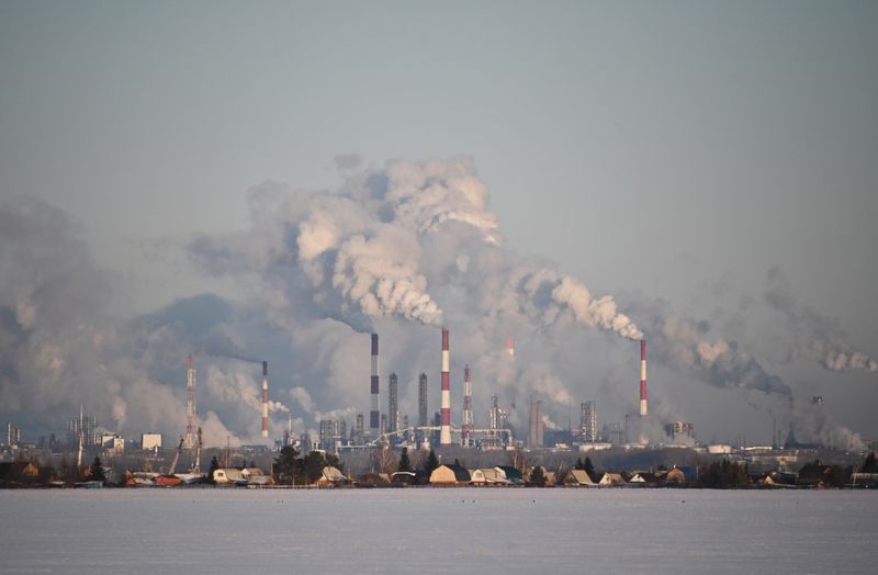 A view shows the Gazprom Neft’s oil refinery in Omsk