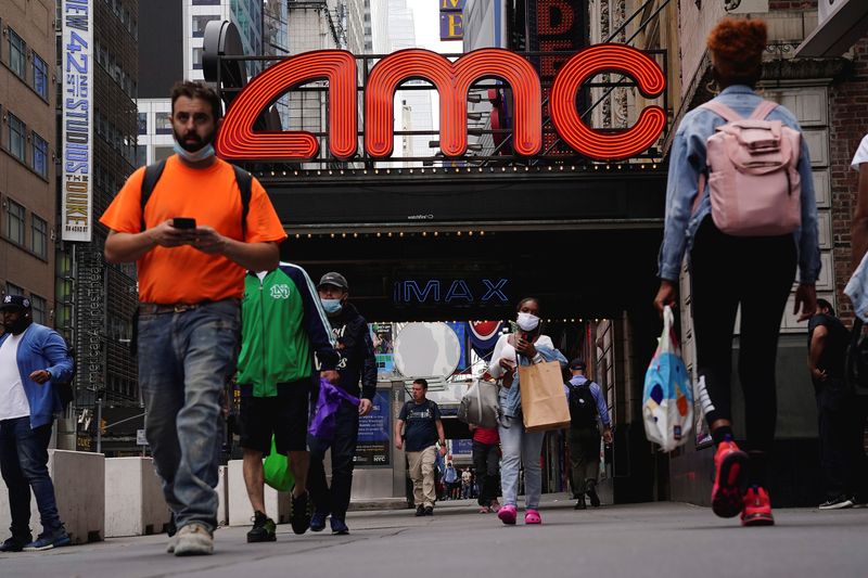 An AMC theatre is pictured in Times Square in New