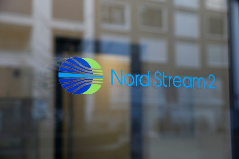 The logo of Nord Stream 2 AG is seen at