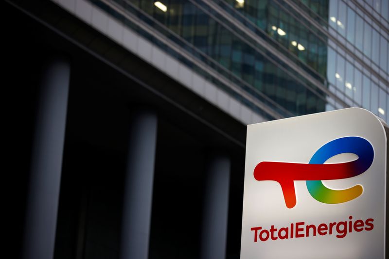 The logo of French oil and gas company TotalEnergies is