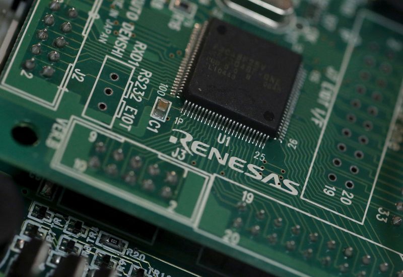 FILE PHOTO: A Renesas Electronics Corp’s chip is pictured at