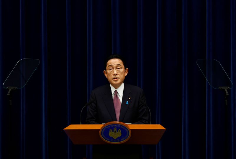 Japan’s Prime Minister Fumio Kishida at a news conference in