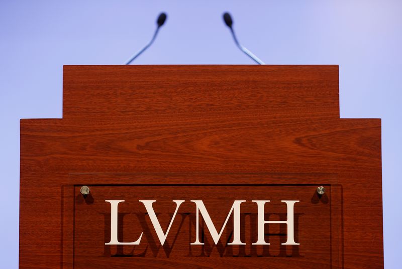 A LVMH luxury group logo is seen prior to the