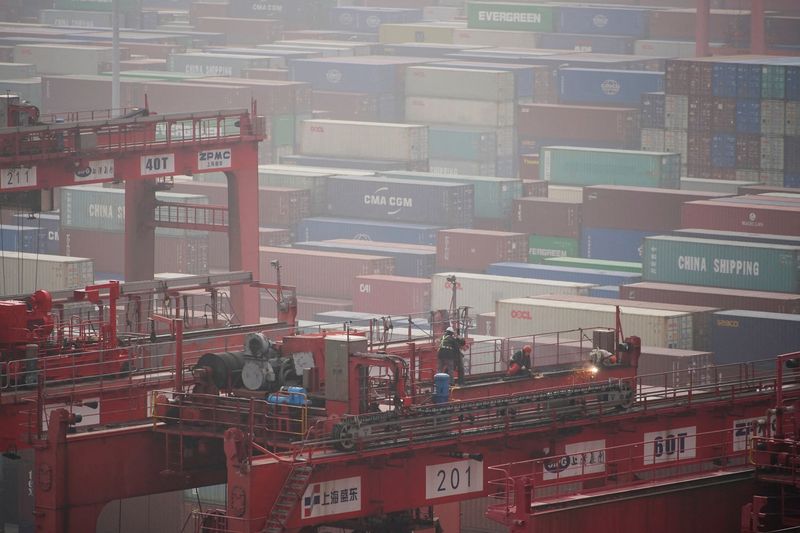 FILE PHOTO: Containers at the Yangshan Deep Water Port in
