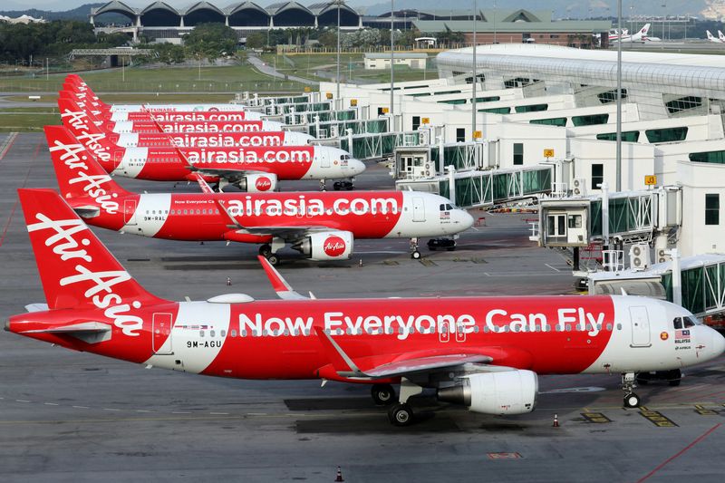 FILE PHOTO: Airasia planes are seen parked at Kuala Lumpur