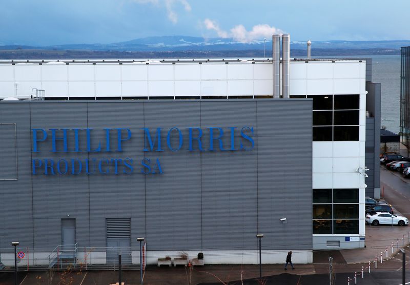 A Philip Morris logo is pictured on a factory in