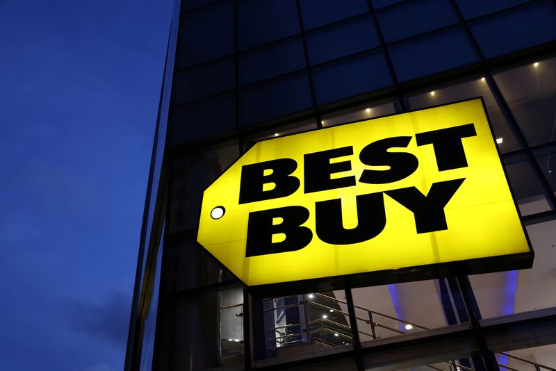 The Best Buy logo is seen at a store in